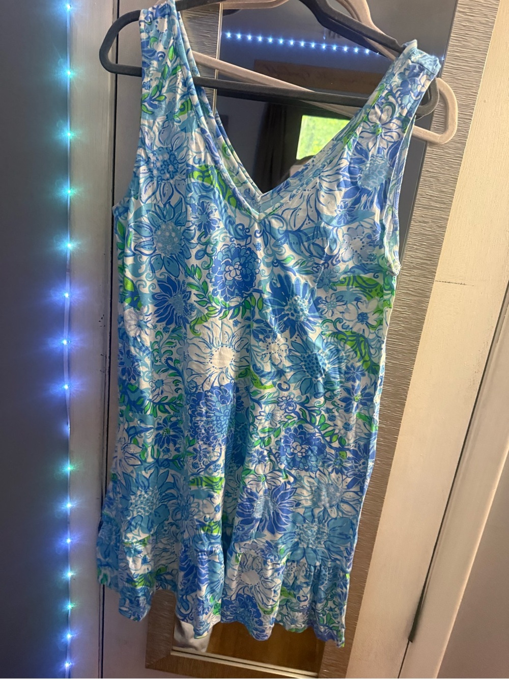Lilly Pulitzer Blue, White & Green Floral Sleeveless Dress